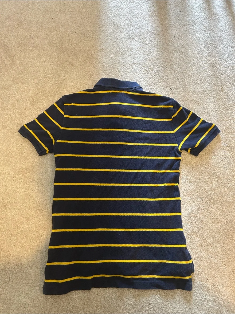 Ralph Lauren Navy and Yellow Striped Polo Shirt